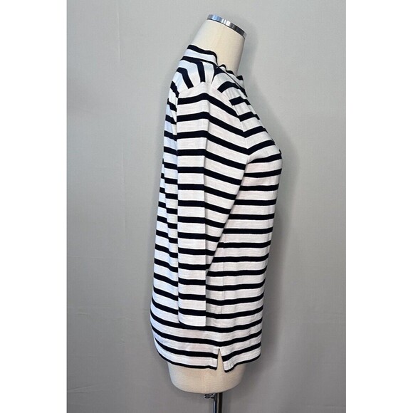 Talbots Nautical Striped Cotton Top Size XS Oh la la Embroidered - Picture 5 of 7